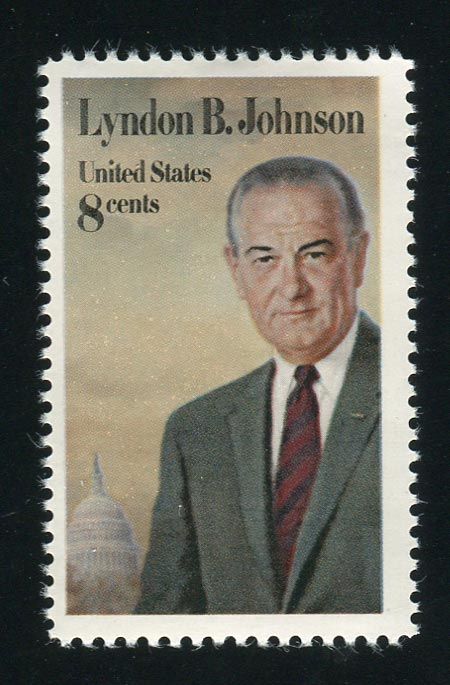美国1973年总统约翰逊邮票新1全 摄影版 中邮