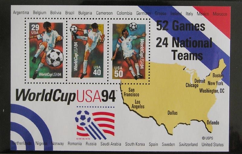 美国1994年世界杯足球赛 主办国 邮票小全张 中